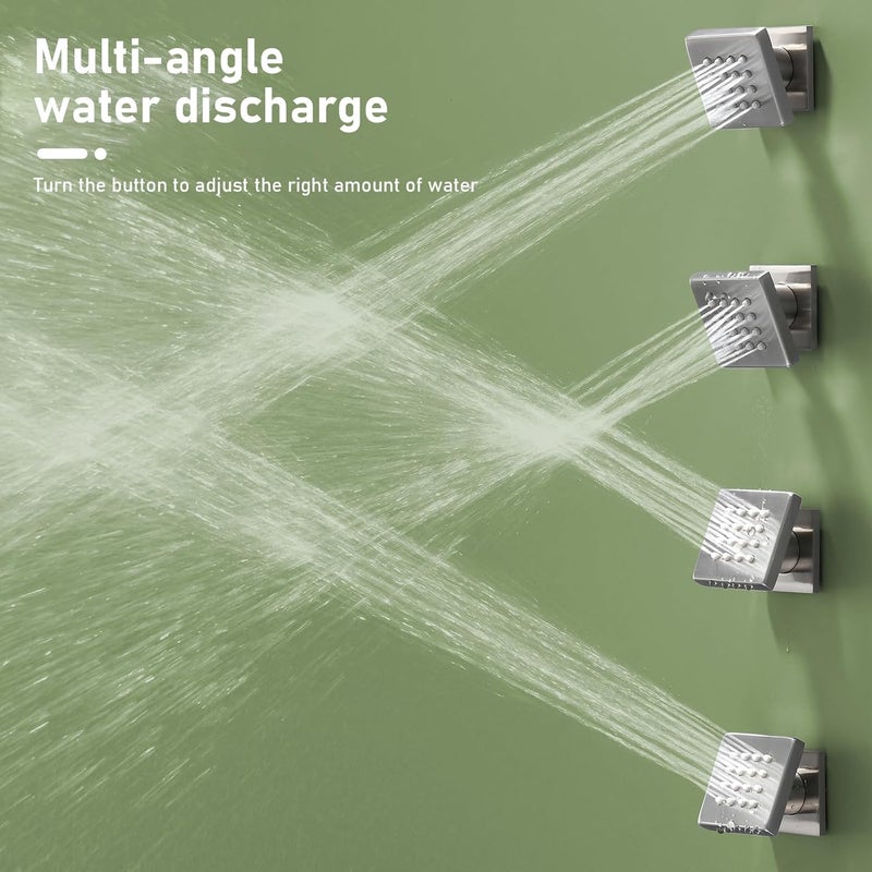 Bostingner Shower Body Spray Jets with On Off Switch Adjustable Flow Showerhead Body Sprays Wall Mount Massage Spa Jet,Brushed Nickel,Flow control and 360° rotation - Image 2